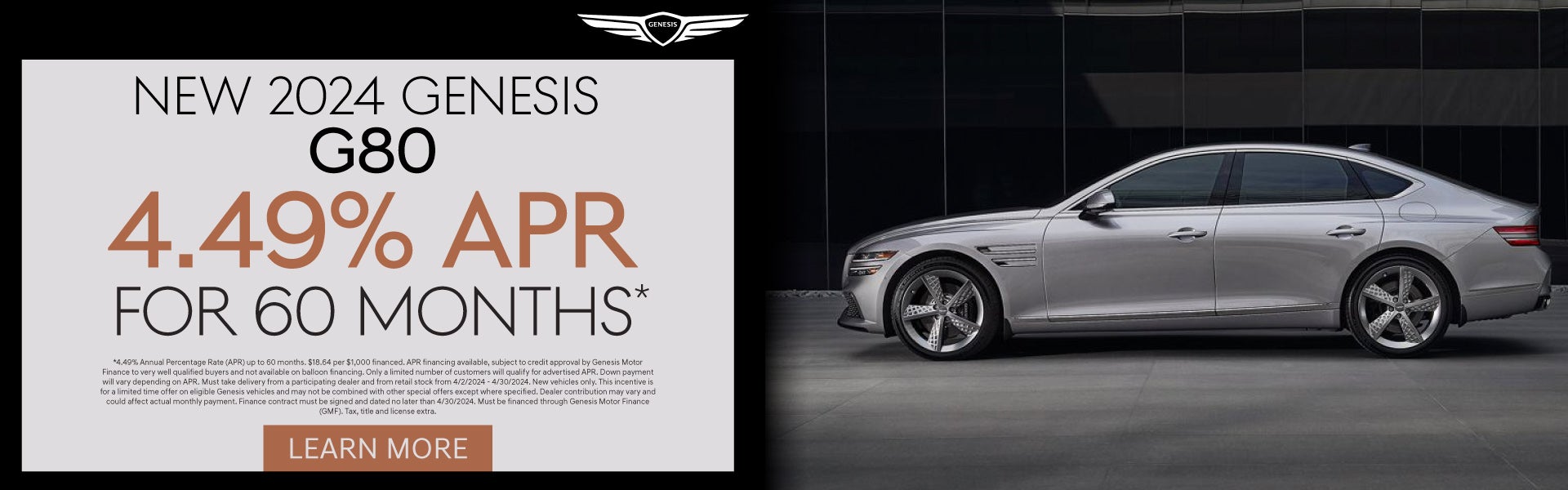 New 2024 Genesis G80 4.49% APR for 60 months* - Learn More