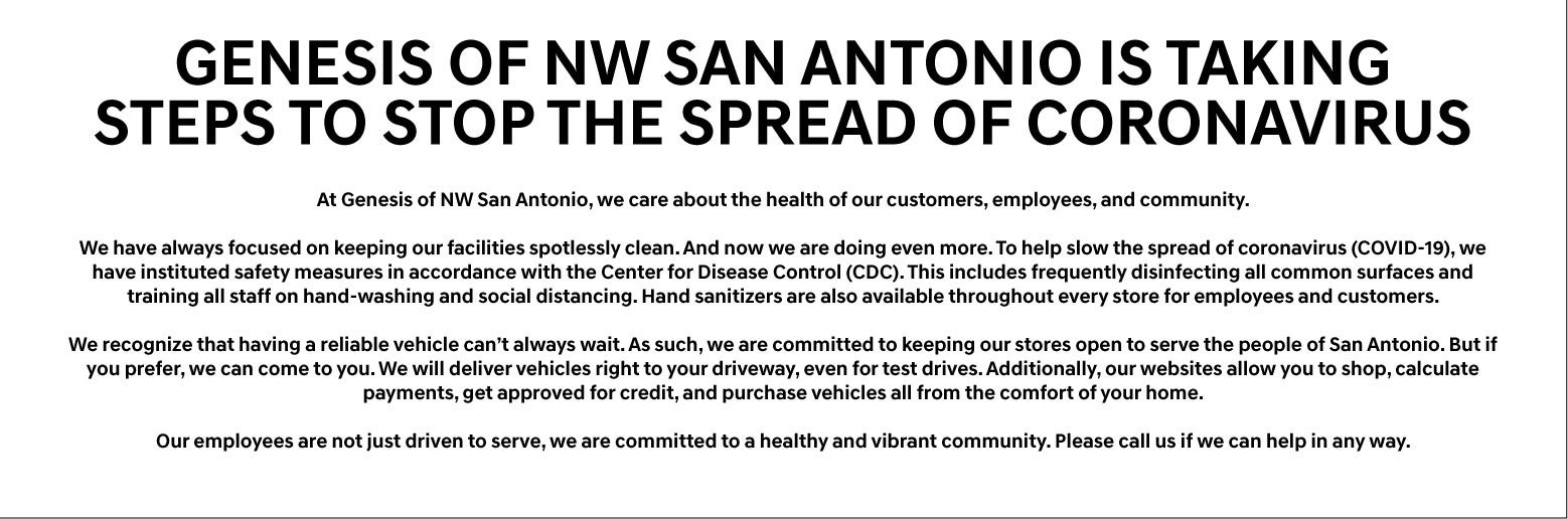 GENESIS OF NW SAN ANTONIO IS TAKING STEPS TO STOP THE SPREAD